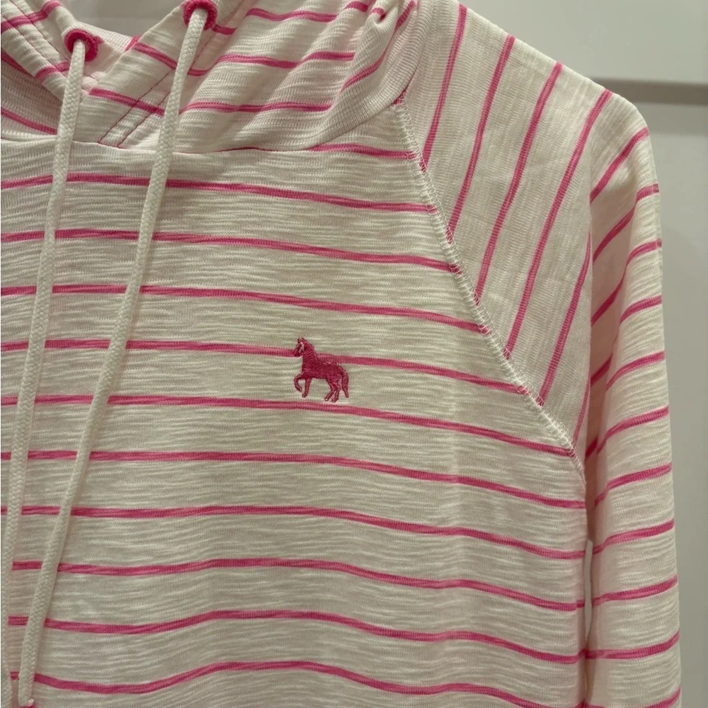 Southern Tide Pink and White Striped Hoodie Top - Picture 2 of 5